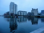 Grand Canal Dock - building reflections (abandoned Bolands Mill - right)